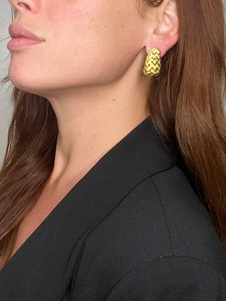 -Angela Cummings 1987 Studios Woven Mesh Earrings In Solid 18Kt Yellow Gold
