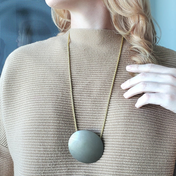 -Thomas Gentille 1970 Ovoid Convex 2 Pendant Brooch In Bronze And 18kt Gold