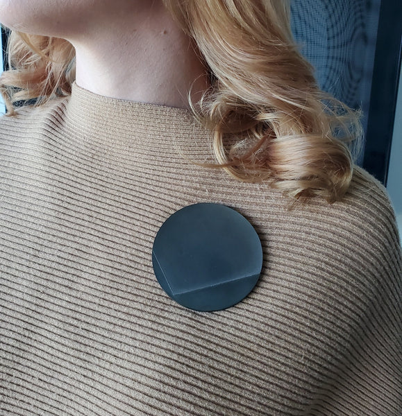 -Thomas Gentille 1970 Geometric Round Pendant Brooch In 18kt Gold And Patinated Bronze