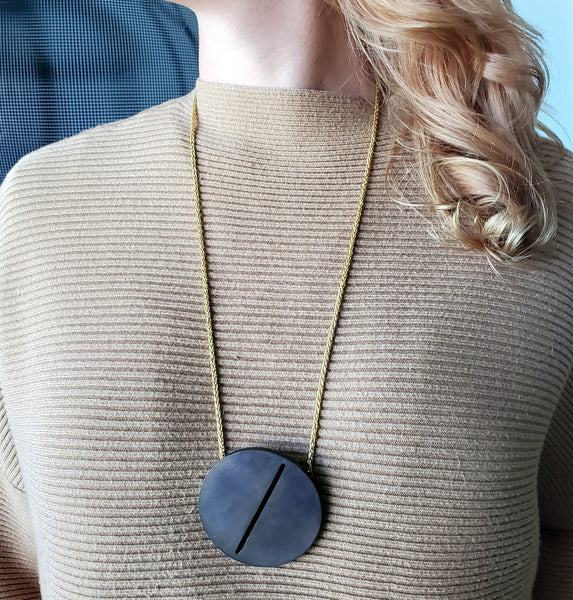 -Thomas Gentille 1970 Geometric Inclined Fracture Pendant Brooch In 18kt Gold And Bronze