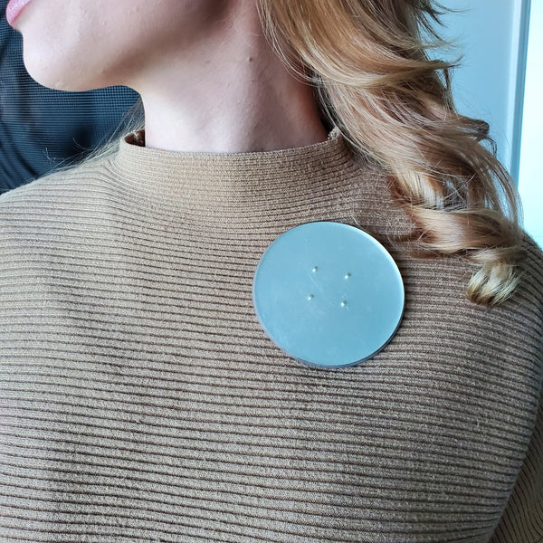 -Thomas Gentille 1970 Silver Geometric Pendant Brooch In 18kt Gold Bronze And Lucite