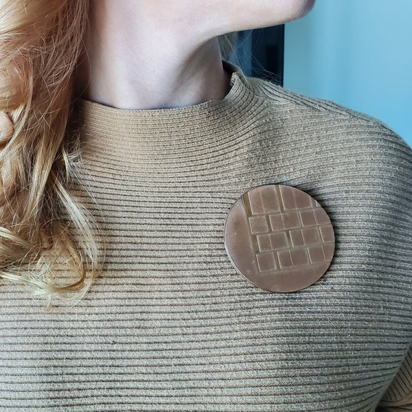-Thomas Gentille 1970 Geometric Round Pendant Brooch In 18kt Gold Bronze And Copper