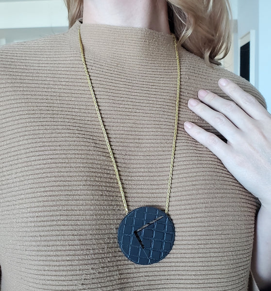 -Thomas Gentille 1970 Geometric Linear Pendant Brooch In Bronze And 18kt Gold