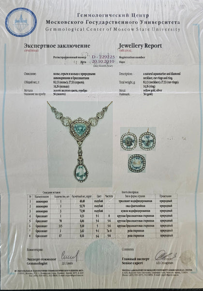 KHLEBNIKOV Necklace In 14Kt Gold Silver With 118.91 Ctw Aquamarines & Diamonds