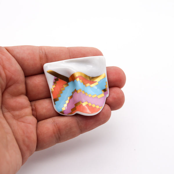 JOHAN GERARD VAN LOON 1970 Rosenthal Studio Line Polychromate Brooch In Porcelain