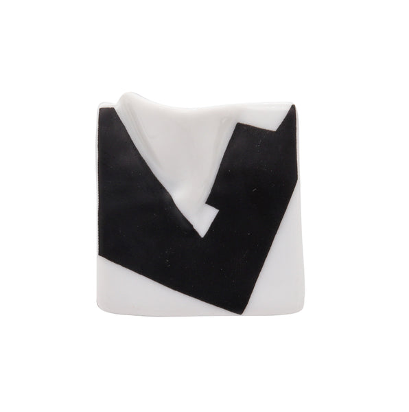 JOHAN GERARD VAN LOON 1970 Rosenthal Studio Line Brooch In Black & White Porcelain