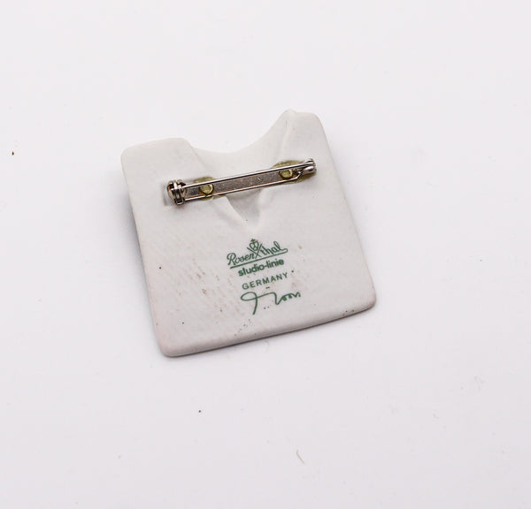 JOHAN GERARD VAN LOON 1970 Rosenthal Studio Line Brooch In Black & White Porcelain