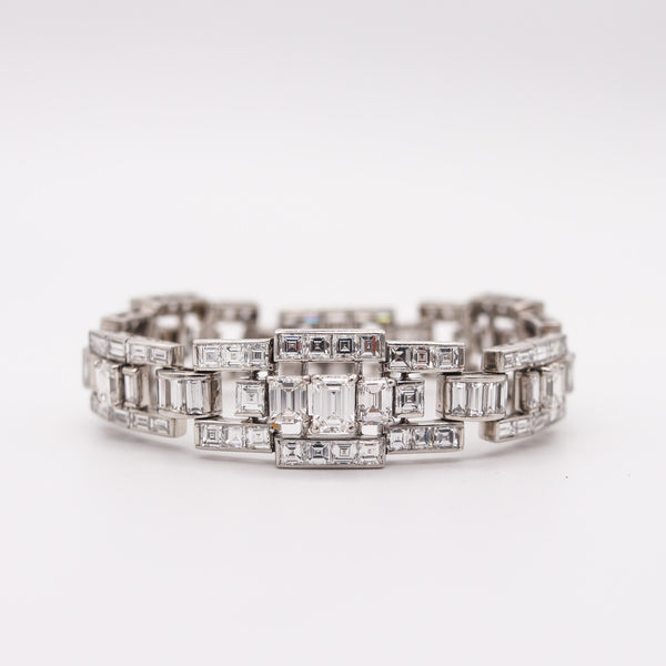 OSCAR HEYMAN Deco Geometric Bracelet In Platinum With 30.64 Ctw In VS Diamonds