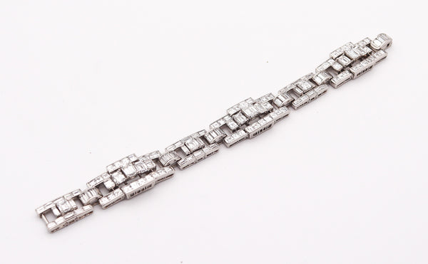 OSCAR HEYMAN Deco Geometric Bracelet In Platinum With 30.64 Ctw In VS Diamonds
