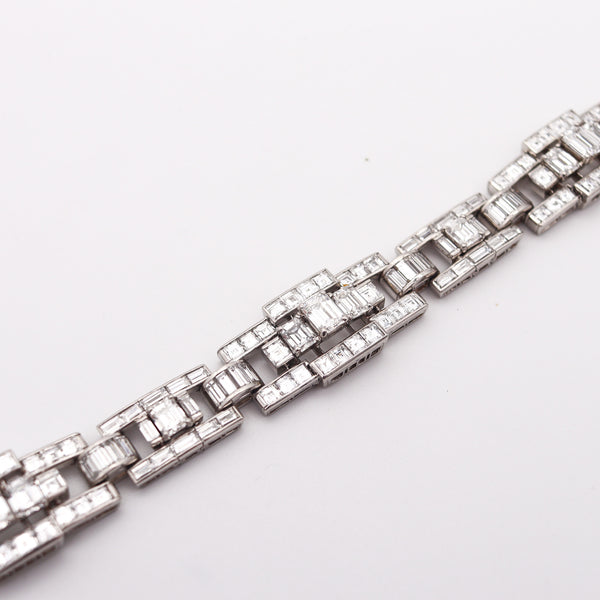 OSCAR HEYMAN Deco Geometric Bracelet In Platinum With 30.64 Ctw In VS Diamonds