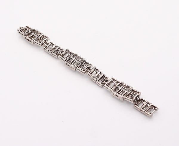 OSCAR HEYMAN Deco Geometric Bracelet In Platinum With 30.64 Ctw In VS Diamonds