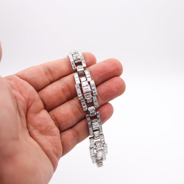 OSCAR HEYMAN Deco Geometric Bracelet In Platinum With 30.64 Ctw In VS Diamonds