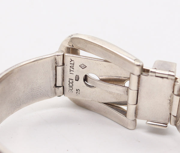 GUCCI 1970 Milano Vintage Buckle Bracelet In .925 Sterling Silver With Enamel