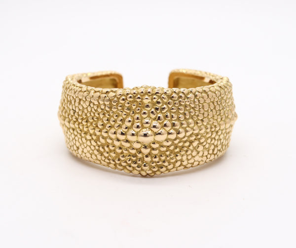 FRED Paris 1970 Textured Galluchat Cuff Bracelet In Solid 18Kt Yellow Gold