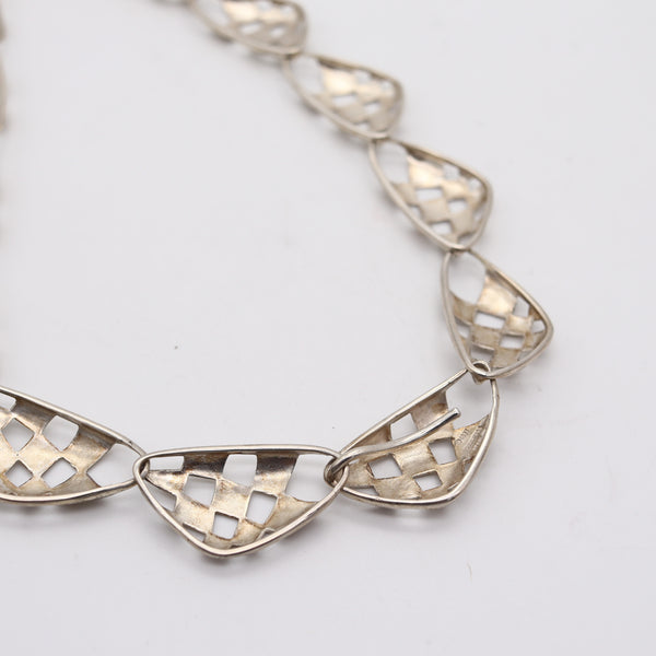 ANGELA CUMMINGS 1987 Studio Geometric Sculptural Necklace In .925 Sterling Silver