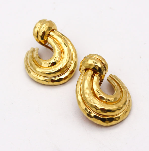 HENRY DUNAY New York Faceted Hoops Earrings In Solid 18Kt Yellow Gold