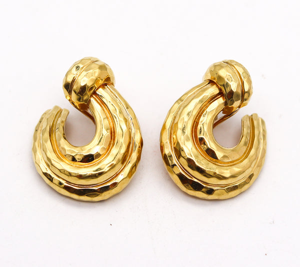 HENRY DUNAY New York Faceted Hoops Earrings In Solid 18Kt Yellow Gold