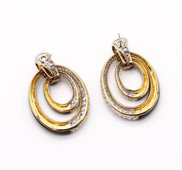 PERSEPHONE Enameled Dangle Earrings In 18Kt Gold With 8.19 Ctw Diamonds