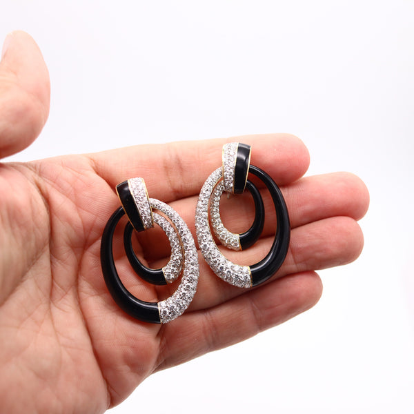 PERSEPHONE Enameled Dangle Earrings In 18Kt Gold With 8.19 Ctw Diamonds