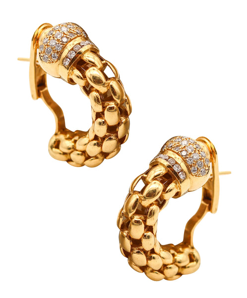 TORRINI Hoops Earrings In Solid 18Kt Yellow Gold With 1.26 Ctw In Diamonds