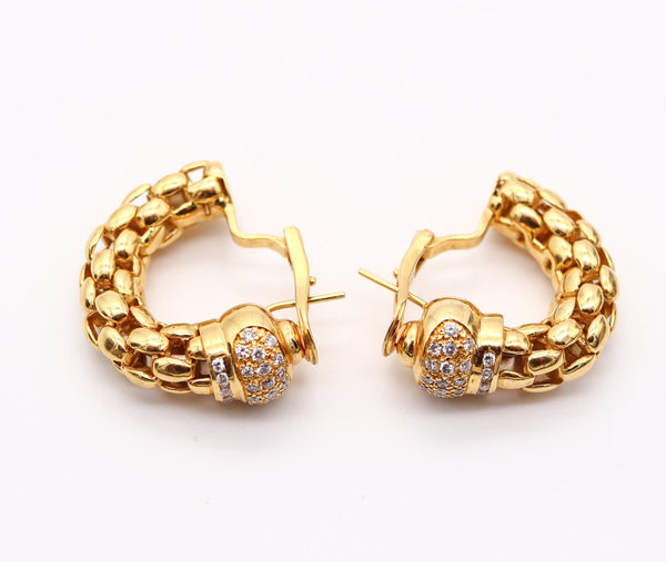 TORRINI Hoops Earrings In Solid 18Kt Yellow Gold With 1.26 Ctw In Diamonds