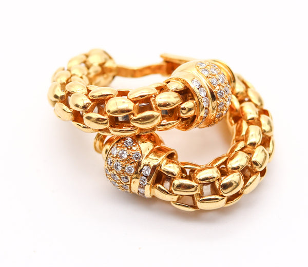 TORRINI Hoops Earrings In Solid 18Kt Yellow Gold With 1.26 Ctw In Diamonds