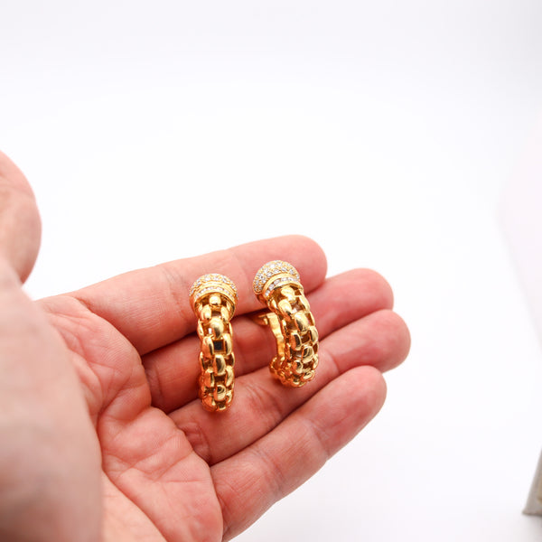 TORRINI Hoops Earrings In Solid 18Kt Yellow Gold With 1.26 Ctw In Diamonds