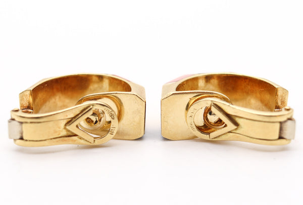 OCTAVIO SARDA Spanish Modernist Earrings-Ring Set In 18Kt Gold With Coral & Onyx