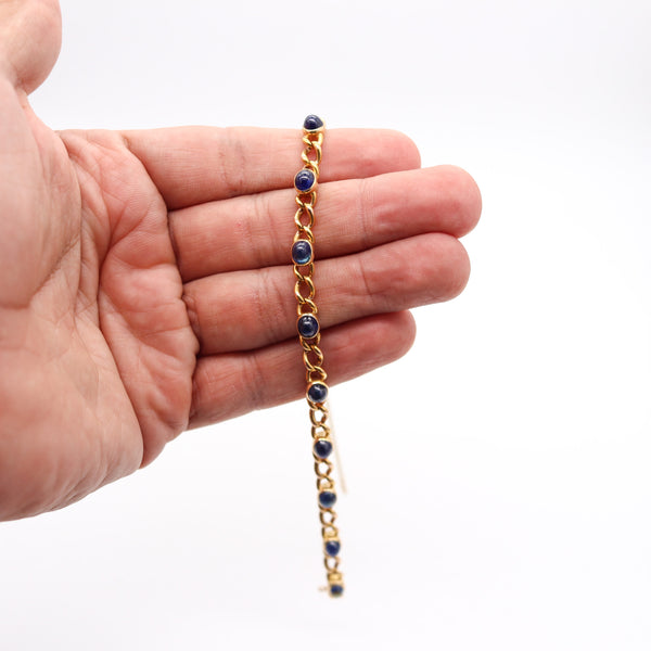 FRENCH Stations Bracelet In Solid 18Kt Yellow Gold With 11.64 Ctw In Sapphires