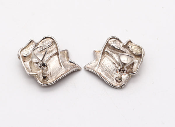 ANGELA CUMMINGS 1985 Studio Ribbons Clips-On Earrings In .925 Sterling Silver