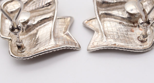 ANGELA CUMMINGS 1985 Studio Ribbons Clips-On Earrings In .925 Sterling Silver