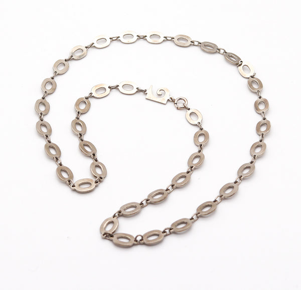 PIERRE CARDIN 1970 Paris Modernist Long Necklace Sautoir In .925 Sterling Silver