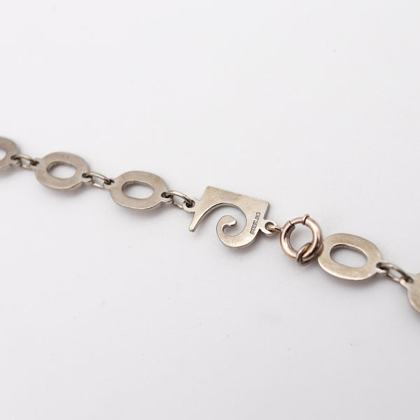 PIERRE CARDIN 1970 Paris Modernist Long Necklace Sautoir In .925 Sterling Silver