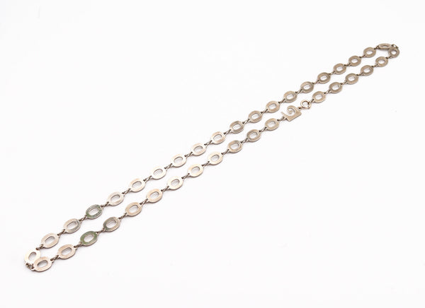 PIERRE CARDIN 1970 Paris Modernist Long Necklace Sautoir In .925 Sterling Silver