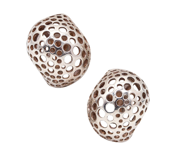 ANGELA CUMMINGS 1991 Perforations Free-Form Earrings In Solid .925 Sterling Silver