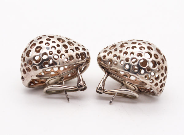 ANGELA CUMMINGS 1991 Perforations Free-Form Earrings In Solid .925 Sterling Silver