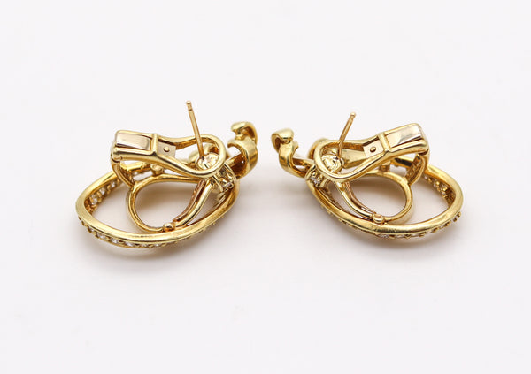 GUCCI 1970 Horse-Whip Clips Earrings In Solid 18Kt Yellow Gold & 1.68 Ctw Diamonds