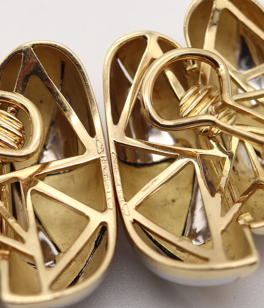 MICHAEL BONDANZA Geometric Clips-On Earrings In Platinum & 18Kt Yellow Gold