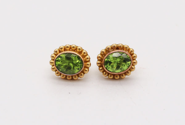 REINSTEIN ROSS Clips-On Earrings In Brushed 20Kt Yellow Gold With Peridots