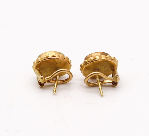 REINSTEIN ROSS Clips-On Earrings In Brushed 20Kt Yellow Gold With Peridots