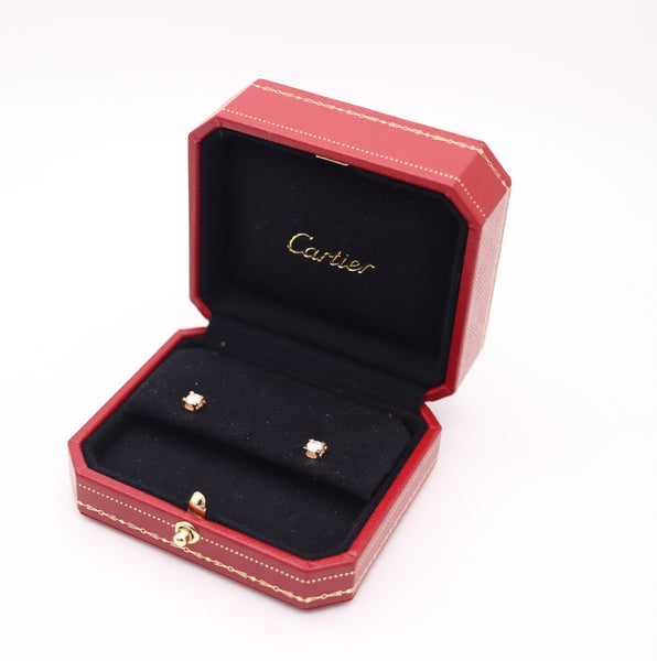 CARTIER Paris Gia Certified Studs Earrings 18Kt Gold With 0.50 Cts H VS 1 Diamonds