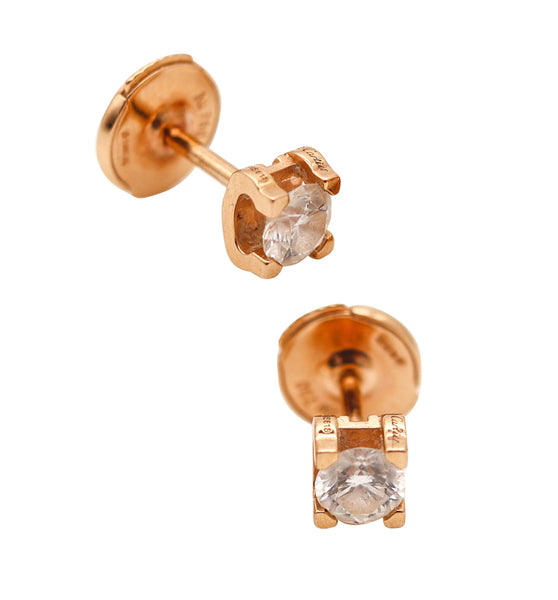 CARTIER Paris Gia Certified Studs Earrings 18Kt Gold With 0.50 Cts H VS 1 Diamonds