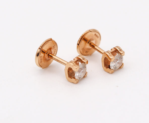 CARTIER Paris Gia Certified Studs Earrings 18Kt Gold With 0.50 Cts H VS 1 Diamonds