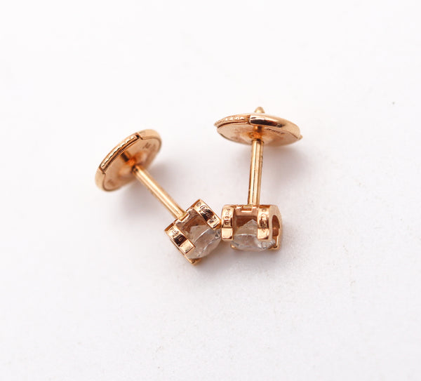 CARTIER Paris Gia Certified Studs Earrings 18Kt Gold With 0.50 Cts H VS 1 Diamonds