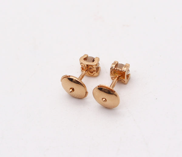 CARTIER Paris Gia Certified Studs Earrings 18Kt Gold With 0.50 Cts H VS 1 Diamonds