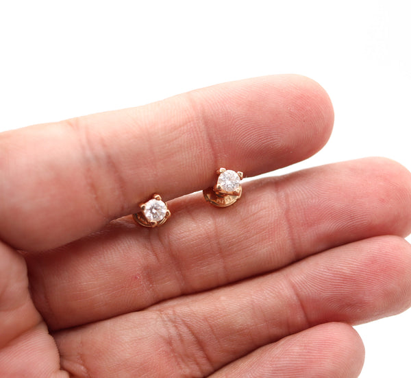 CARTIER Paris Gia Certified Studs Earrings 18Kt Gold With 0.50 Cts H VS 1 Diamonds