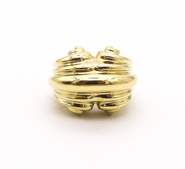 DAVID WEBB 1975 New York Scrolls Cocktail Ring In Solid 18Kt Yellow Gold