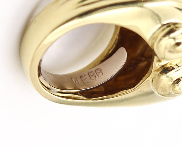 DAVID WEBB 1975 New York Scrolls Cocktail Ring In Solid 18Kt Yellow Gold