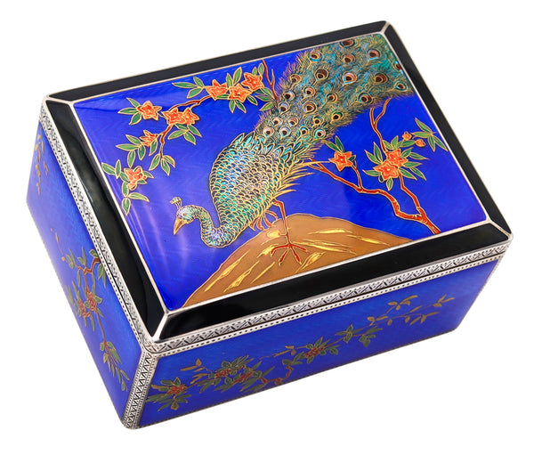 ALFRED DUNHILL Paris 1928 By Louis Kuppenheim Enameled Japonisme Box In 935 Sterling