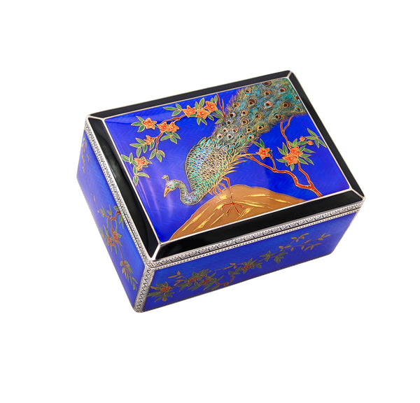 ALFRED DUNHILL Paris 1928 By Louis Kuppenheim Enameled Japonisme Box In 935 Sterling